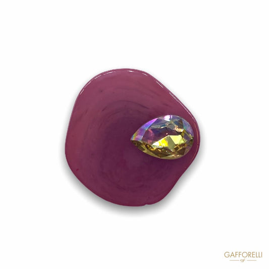 Polyester Brooch with Colored Swarovski Stone D253