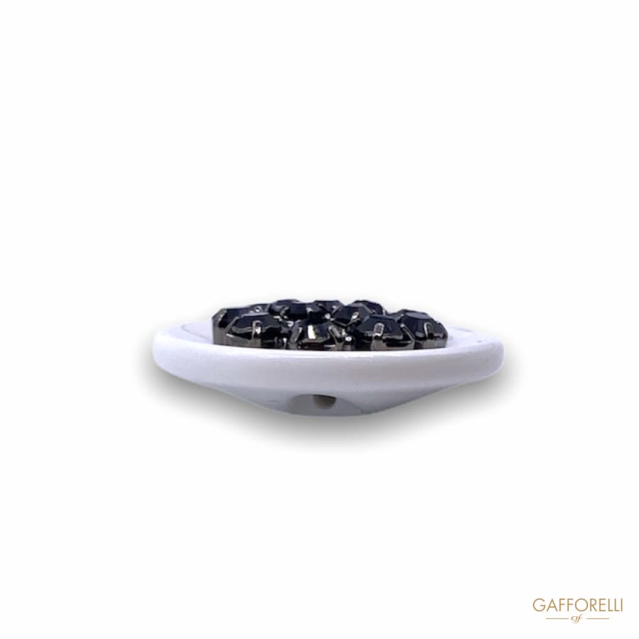 Polyester Button With Central Black Swarovski A487 -