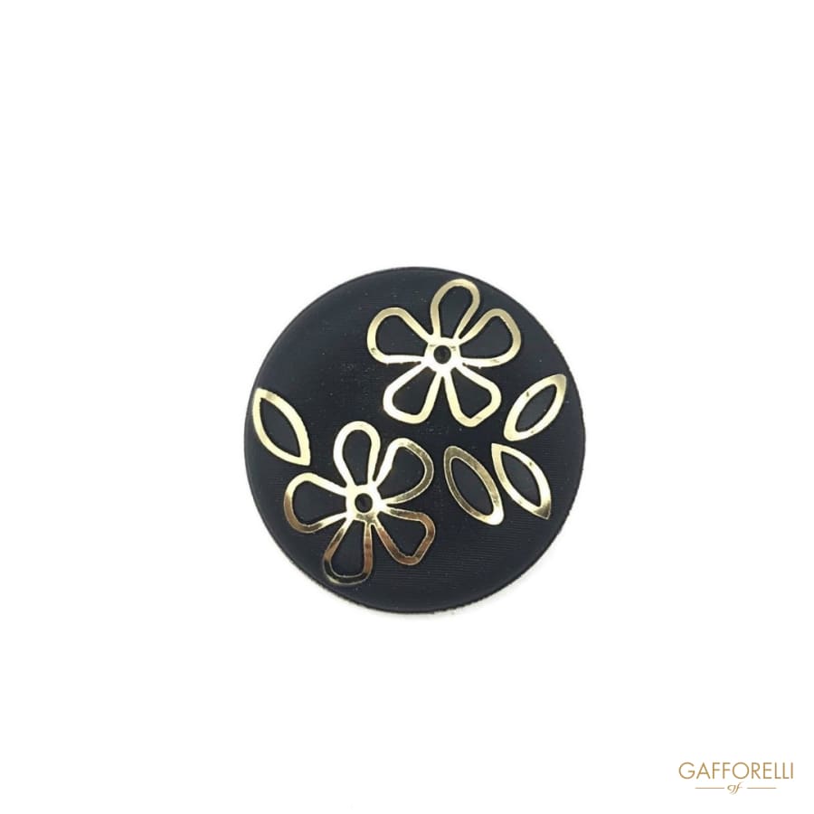 Polyester Button With Floral Gold Designs - Art. 7350