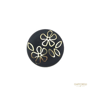 Polyester Button With Floral Gold Designs - Art. 7350
