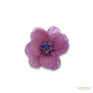 Polyester Flowers Brooches With Rhinestone - Art. D162