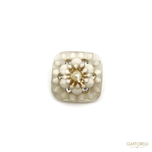 Polyester and Rhinestones Square Button - Art. A263