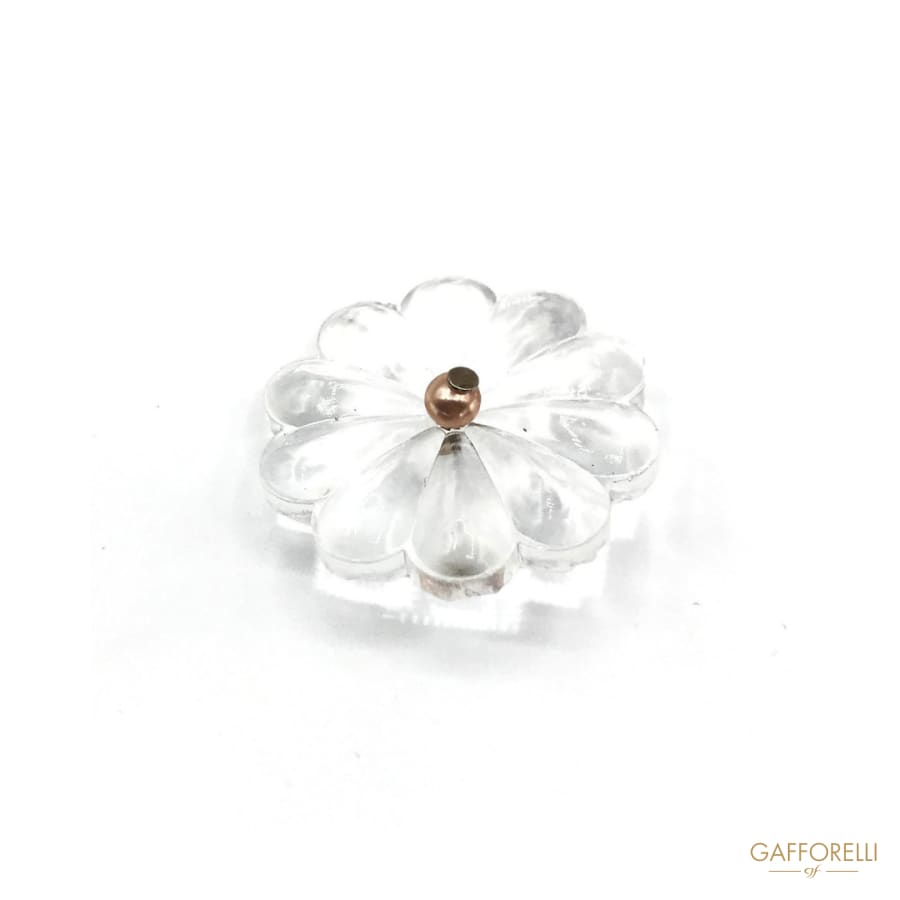 Real Glass Flower Button With Central Bead - Art. 5405 glass