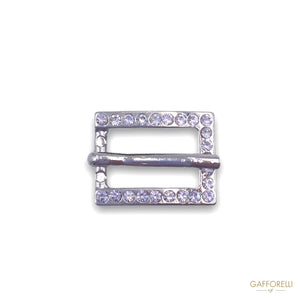 Rectangular Buckle With Rhinestones And Prong 3653 -