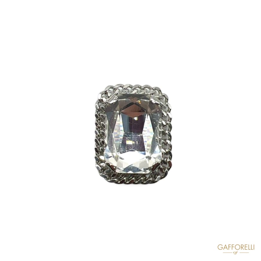 Rectangular Stone Button Rectangular Button with Central Stone and Chain A642 – GAFFORELLI SRL