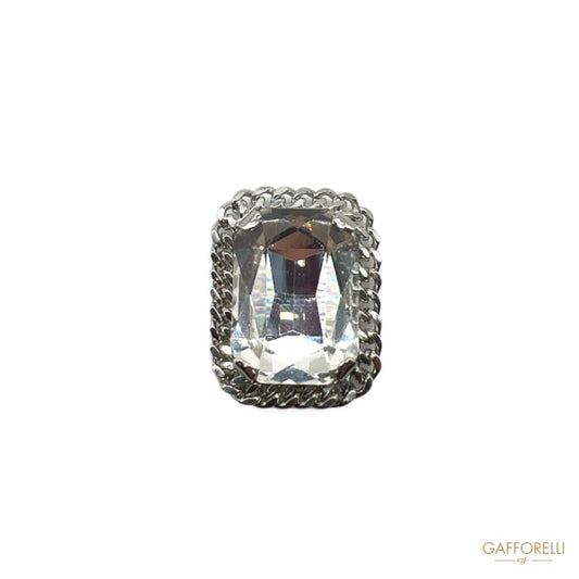 Rectangular Button with Central Stone and Chain A642