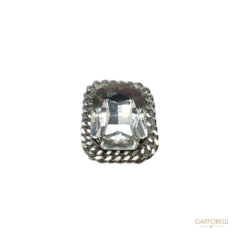 Rectangular Button With Central Stone And Chain A642 / Mod -