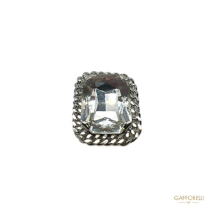 Rectangular Button With Central Stone And Chain A642 / Mod -