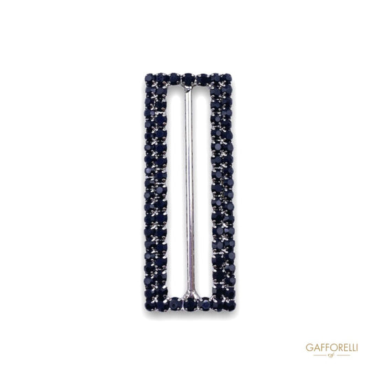 Rectangular Metal Buckle with Double Row of Rhinestones