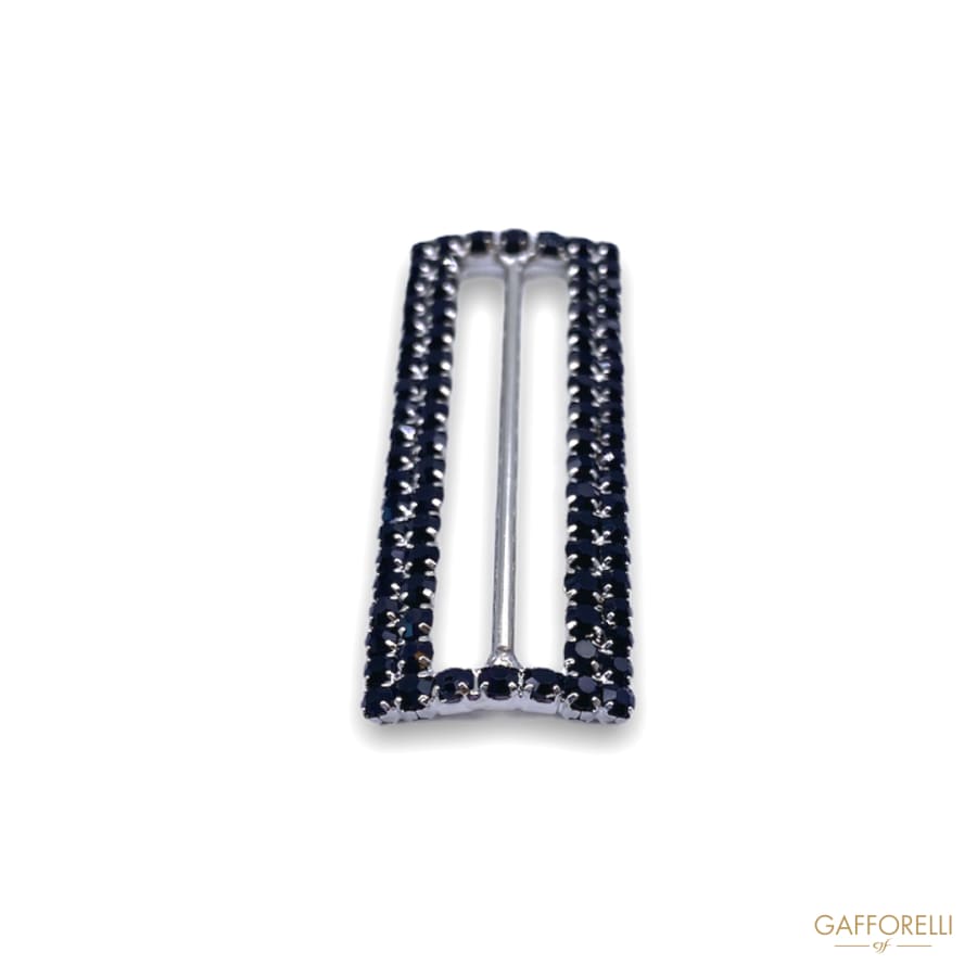 Rectangular Metal Buckle with Double Row of Rhinestones