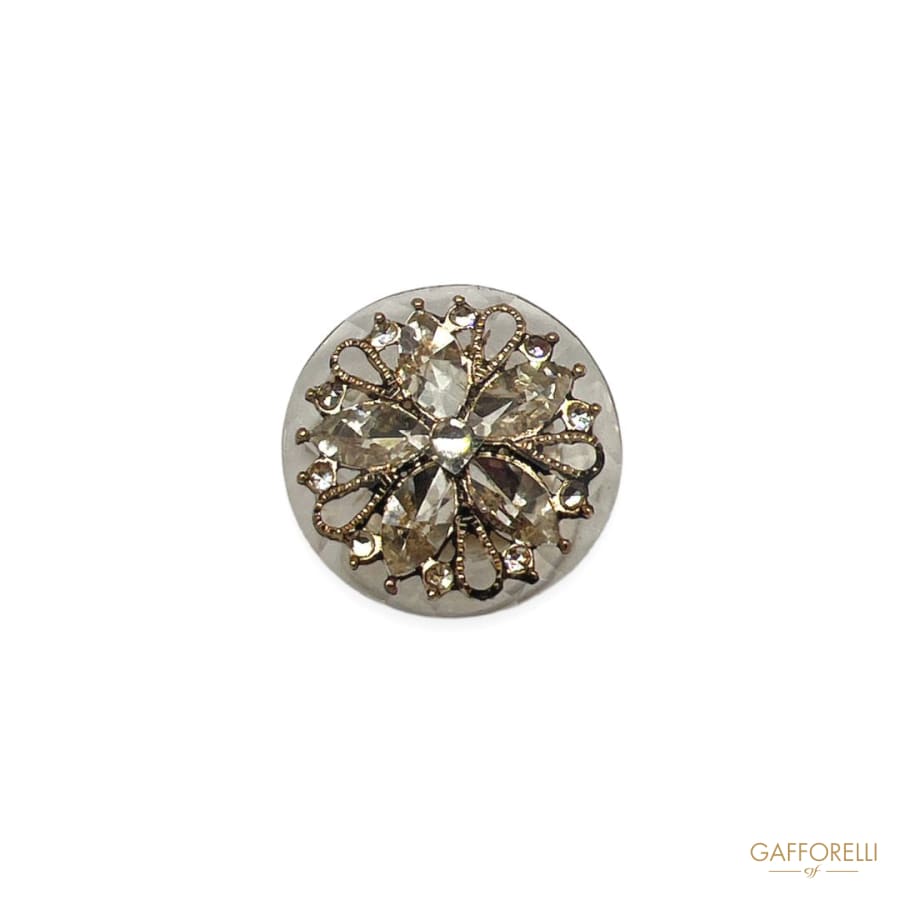 Resin Button With Rhinestones Wrapped Inside A709 -