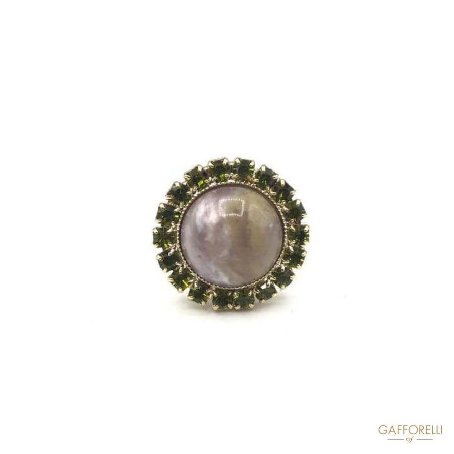 Rhinestone Cufflink with Central Stone ’Mop’ Effect