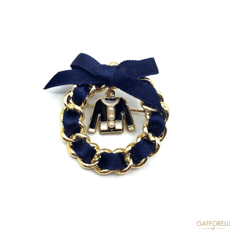 Ribbon Chain Brooch and Little Charm 3 Cm - Art. 2851 b