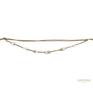 Rope Belt With Chains Pearls And Polyester Cubes 165 Cm -