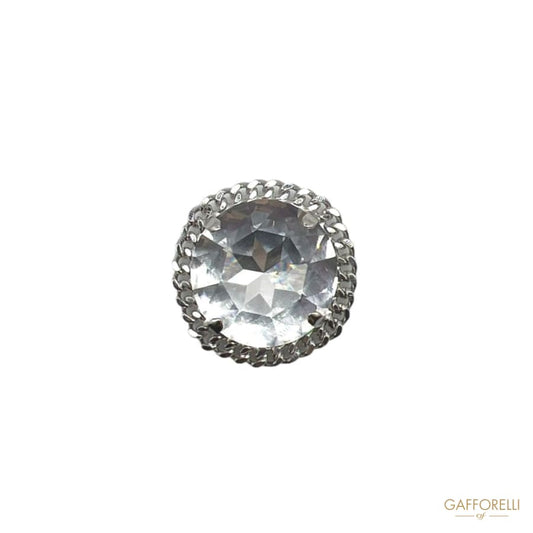 Round Button with Central Stone and Chain A643 - Gafforelli