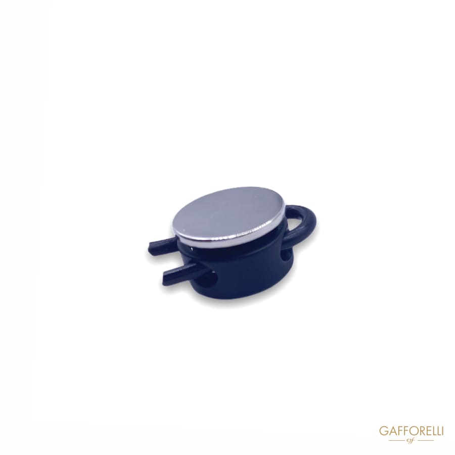 Round Cord Stopper with Two Holes in White and Silver E139