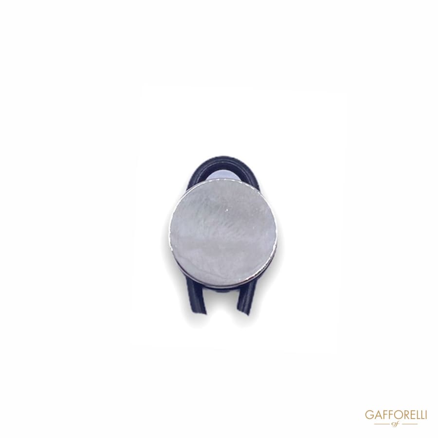 Round Cord Stopper with Two Holes in White and Silver E139