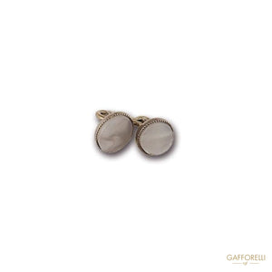 Round Stone Cufflink with Setting 1.5 Cm - Art. 6212 Gem