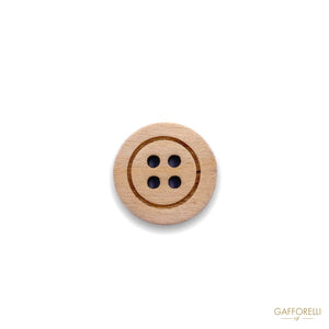 Seligraphed Wooden Button With Four Holes 1687 - Gafforelli