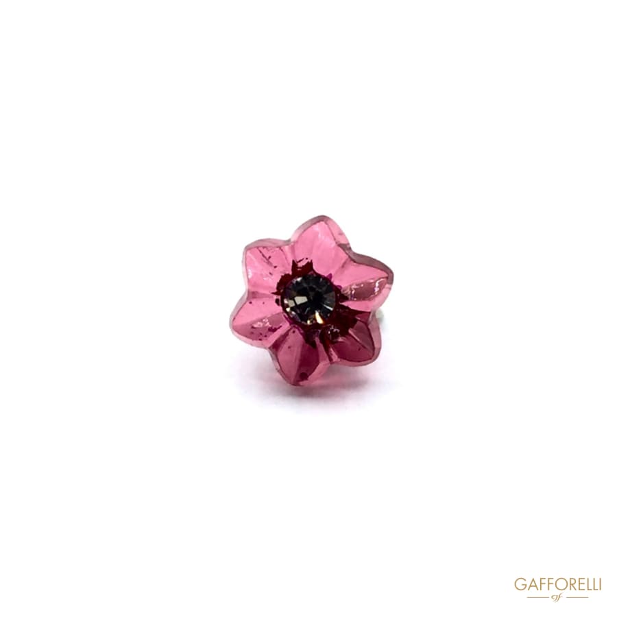 Shirt Buttons with Micro Rhinestone Flower Shape - Art.