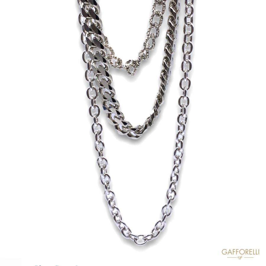 Silver-colored Steel Necklace Composed of Three Different