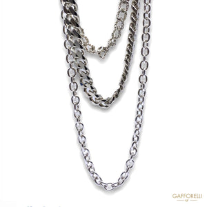 Silver-colored Steel Necklace Composed Of Three Different