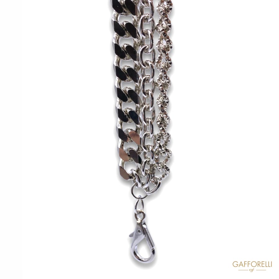 Silver-colored Steel Necklace Composed of Three Different