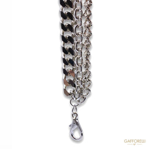 Silver-colored Steel Necklace Composed of Three Different