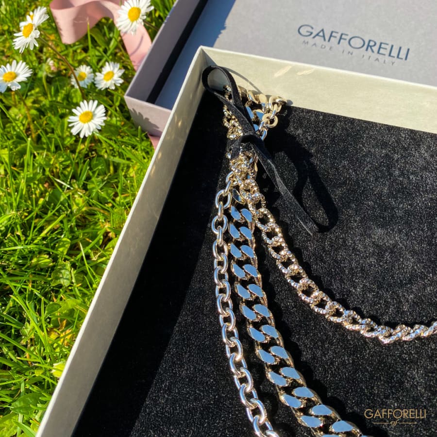 Silver-colored Steel Necklace Composed of Three Different