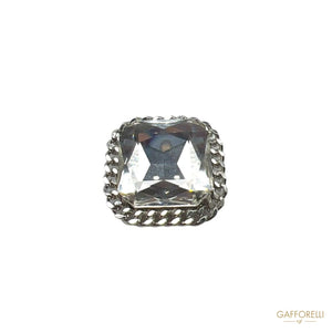Square Button With Central Stone And Chain A641 / Mod -