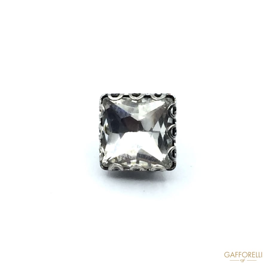Square Buttons with Rhinestone and Shank - Art. 9248 Bt