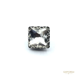 Square Buttons With Rhinestone And Shank - Art. 9248 Bt