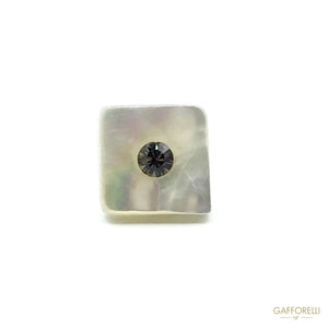 Square Mother of Pearl Buttons with Centre Rhinestone