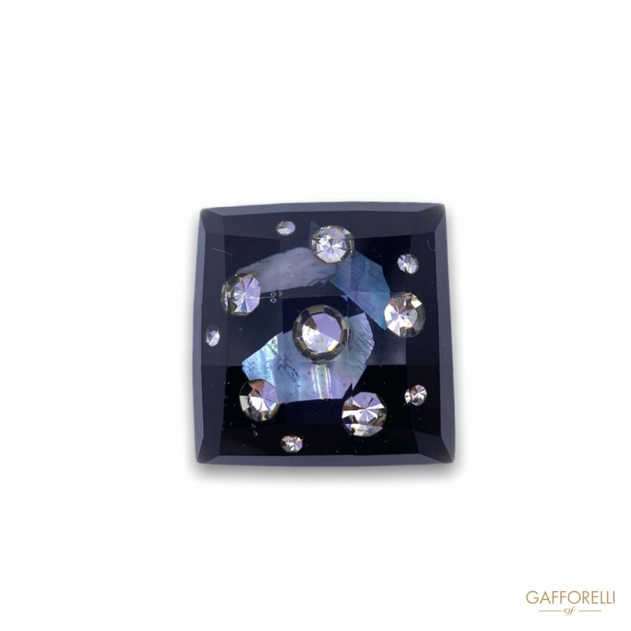 Square - Shaped Button In Polyester With Swarovski D225-