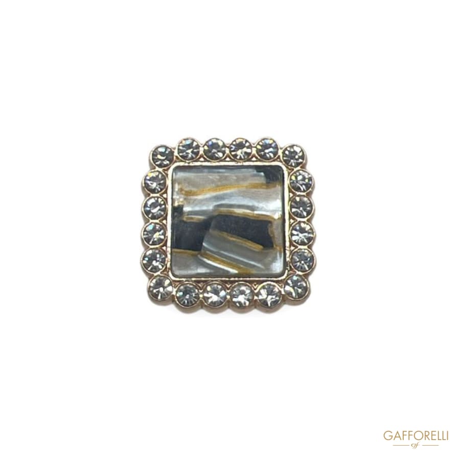 Square Zamak Button With Rhinestones A557 - Gafforelli Srl