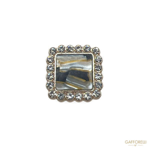 Square Zamak Button With Rhinestones A557 - Gafforelli Srl