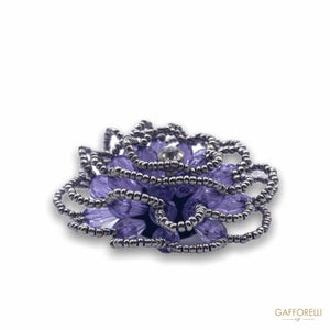 Stones Brooch Jewel Flower and Beads with Central