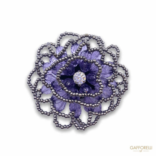 Stones Brooch Jewel Flower and Beads with Central