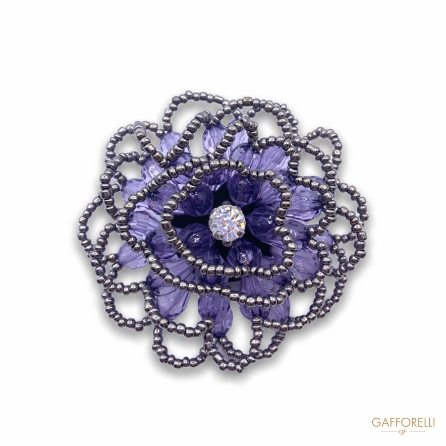 Stones Brooch Jewel Flower and Beads with Central