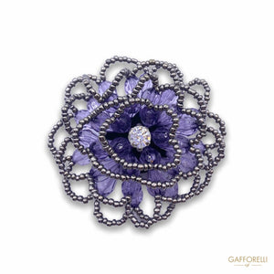 Stones Brooch Jewel Flower and Beads with Central