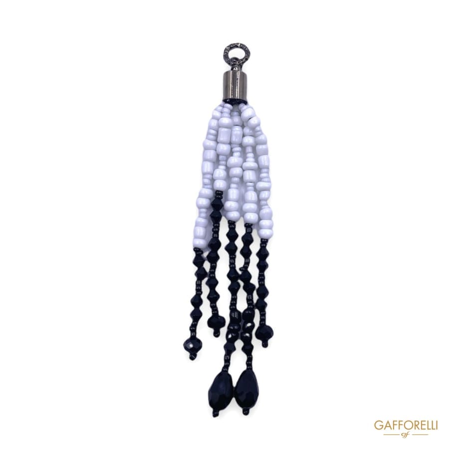 Tassel with Black and White Beads A488 - Gafforelli Srl