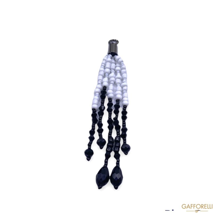 Tassel with Black and White Beads A488 - Gafforelli Srl
