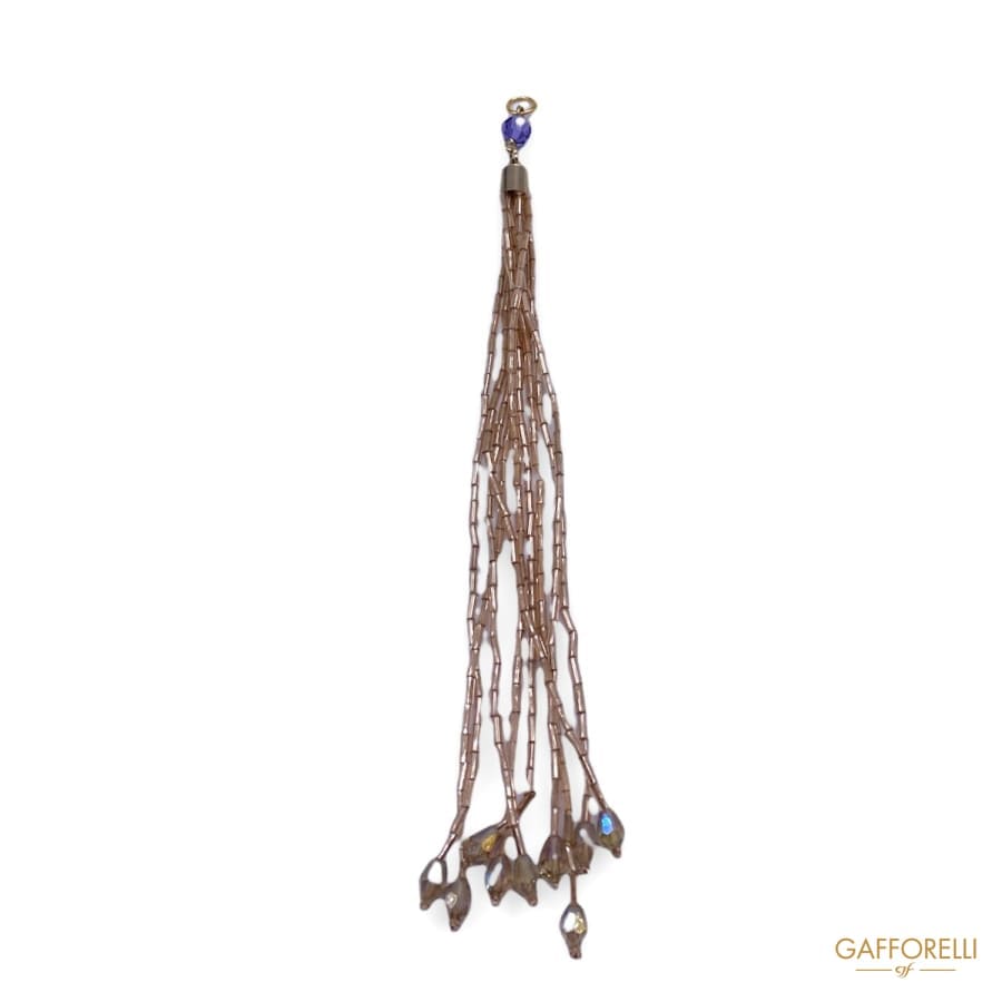 Tassel with Coral and Lilac Bead H188 - Gafforelli Srl