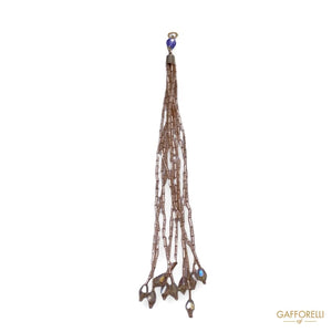Tassel With Coral And Lilac Bead H188 - Gafforelli Srl