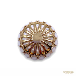 Transparent Domed Metal Button With Flower Effect B164 -