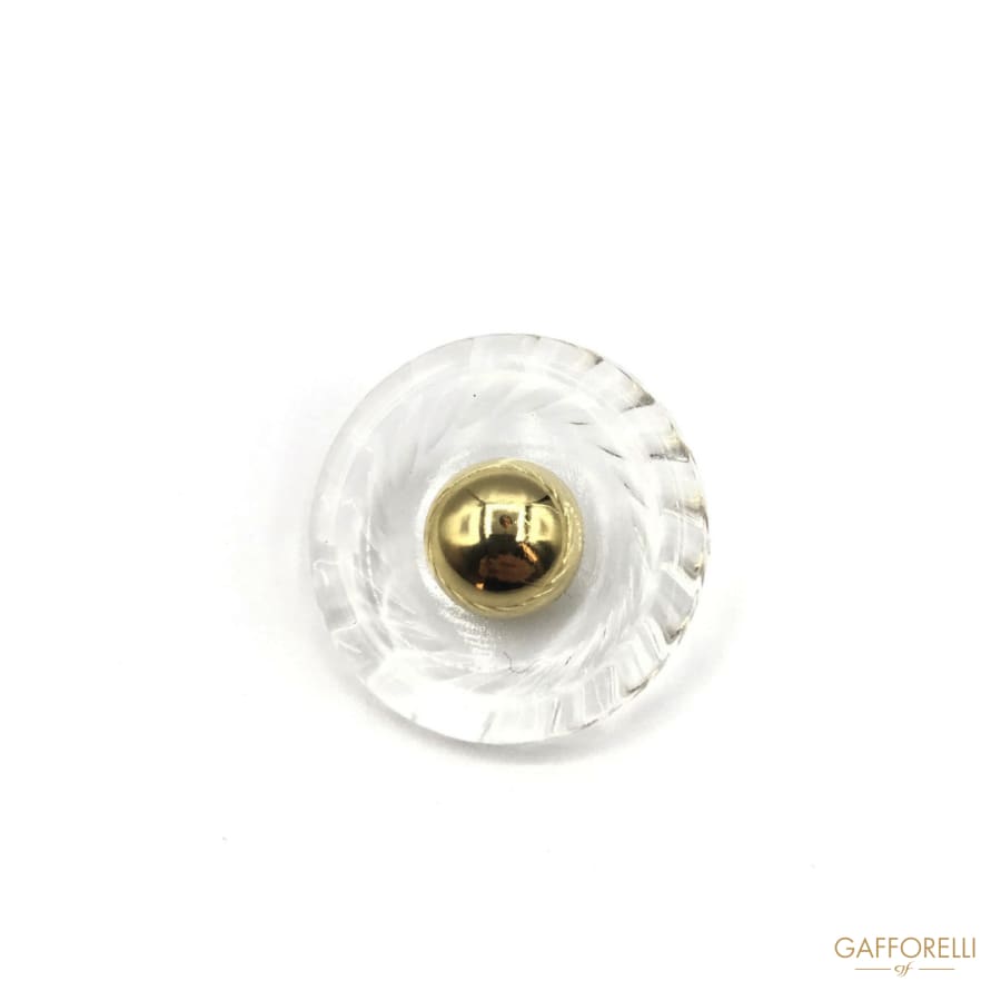 Transparent Polyester Button With Central Gold Bead - Art.