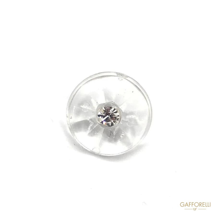 Transparent Polyester Button with Central Rhinestone - Art.