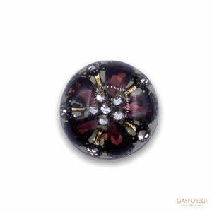 Transparent Polyester Button With Rhinestones Inside A384 -