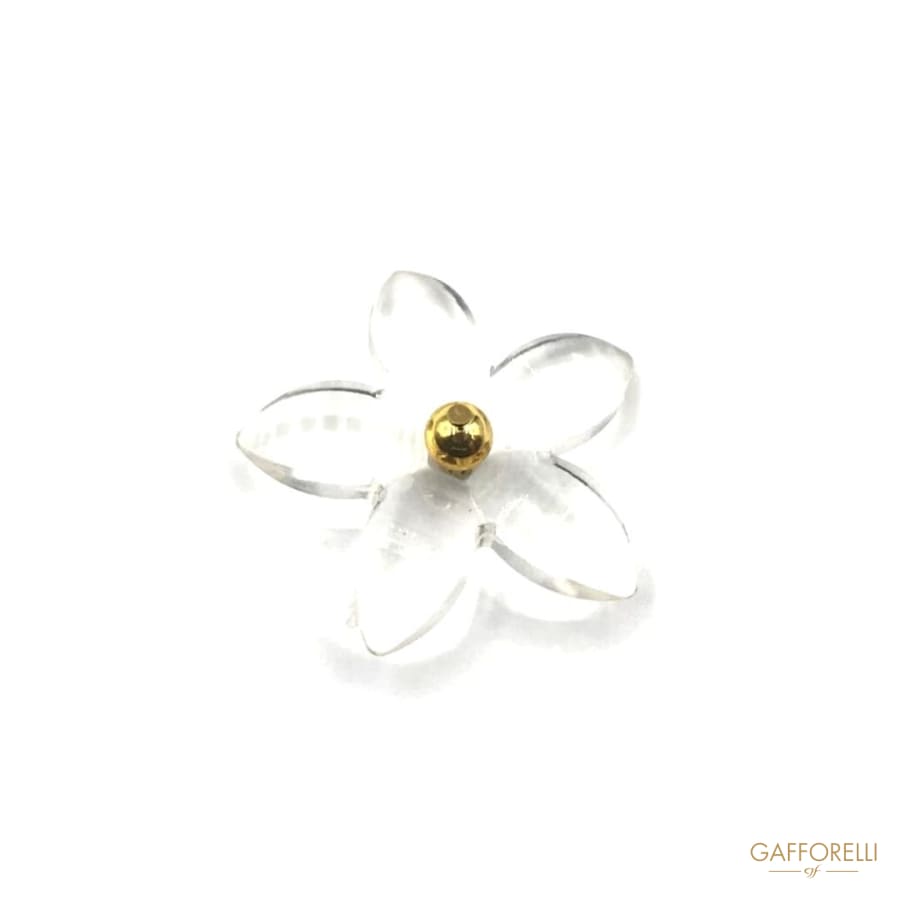 Transparent Polyester Flower Button With Central Bead - Art.