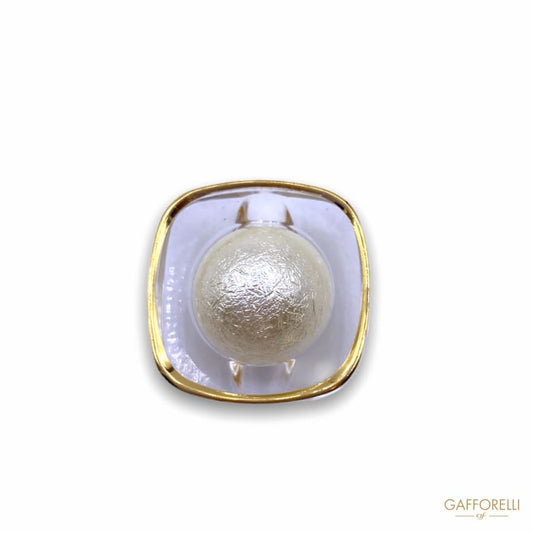 Trasparent Polyester Button with Gold Frame and Central